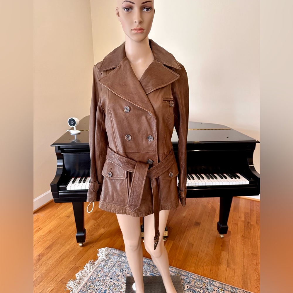 NWT Luxury Minimalist Premium Banana Republic Leather Double Breasted Jacket - Picture 4 of 17